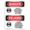 Signmission OSHA Danger, Goggles Worn When Working Bilingual, 24in X 18in Decal, 18" W, 24" H, Bilingual Spanish OS-DS-D-1824-VS-1284 - alternate 1